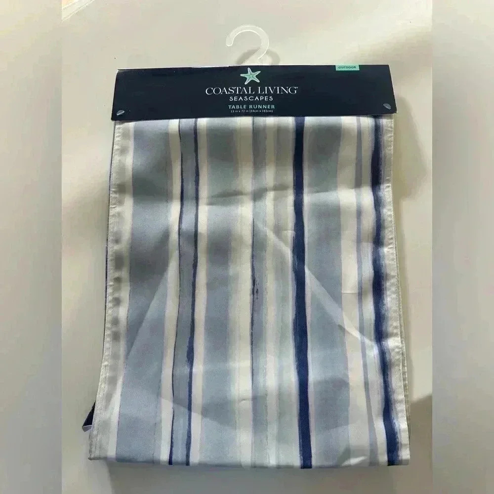 Coastal Living Seascapes Outdoor Table Runner Beach Ocean Tropical 13” X 72” NEW
